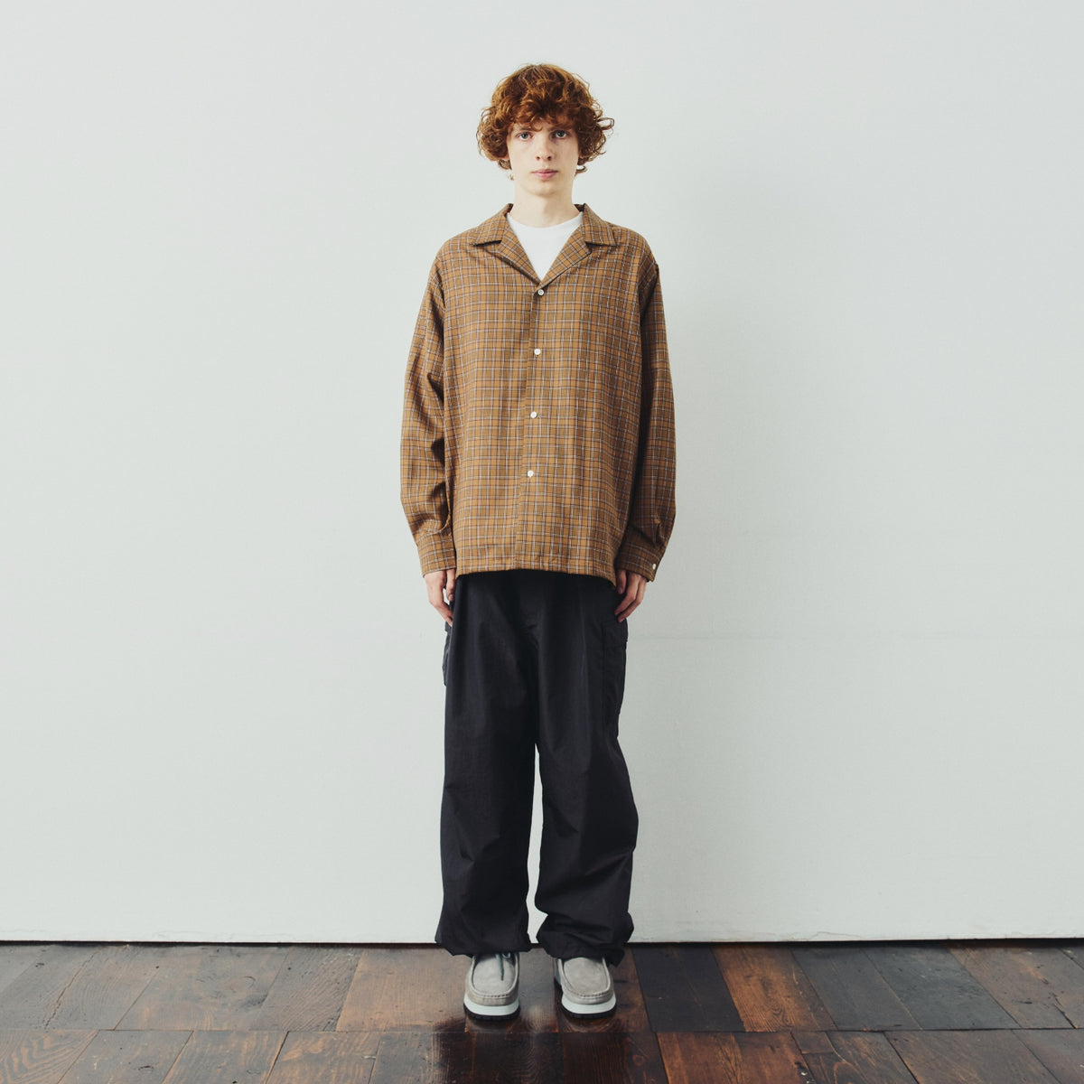 OPEN COLLAR CHECK SHIRT