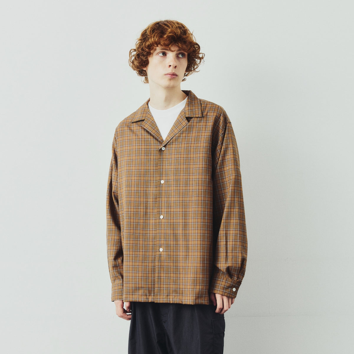 OPEN COLLAR CHECK SHIRT