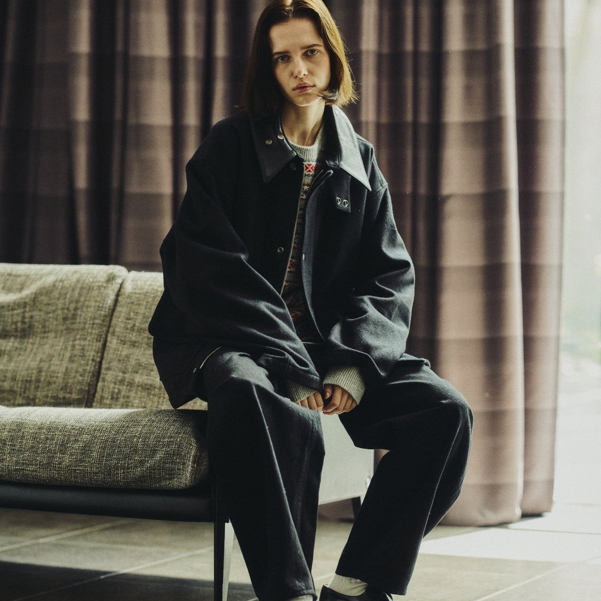 【予約商品11月中旬発送予定】本革衿 SHORT MELTON COAT