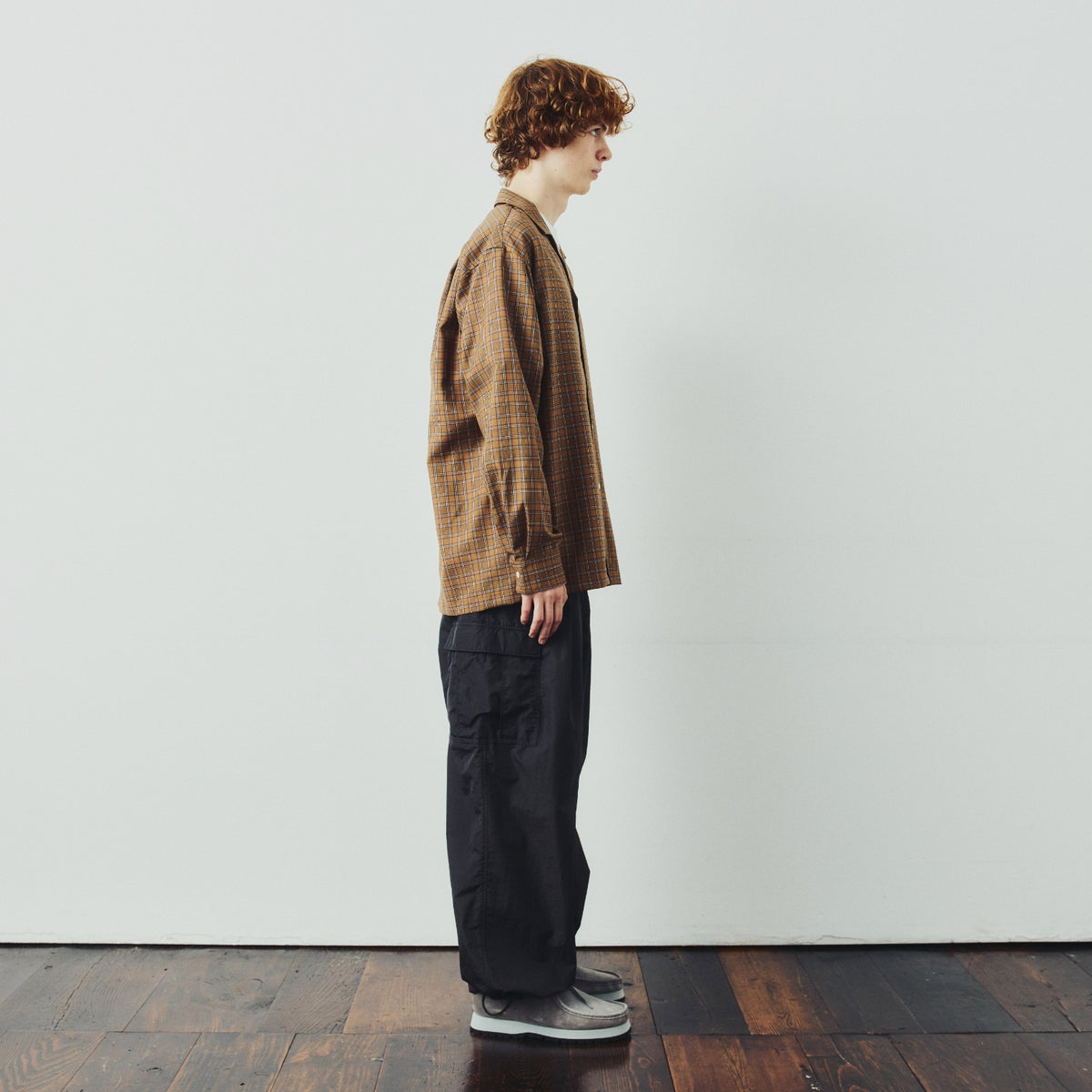 OPEN COLLAR CHECK SHIRT