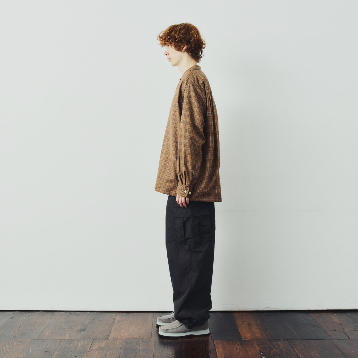 OPEN COLLAR CHECK SHIRT