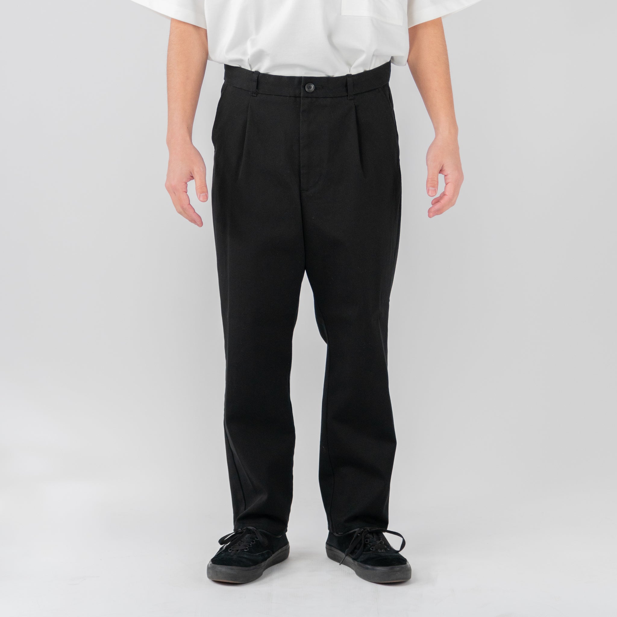 TWILL WIDE TAPERED PANTS