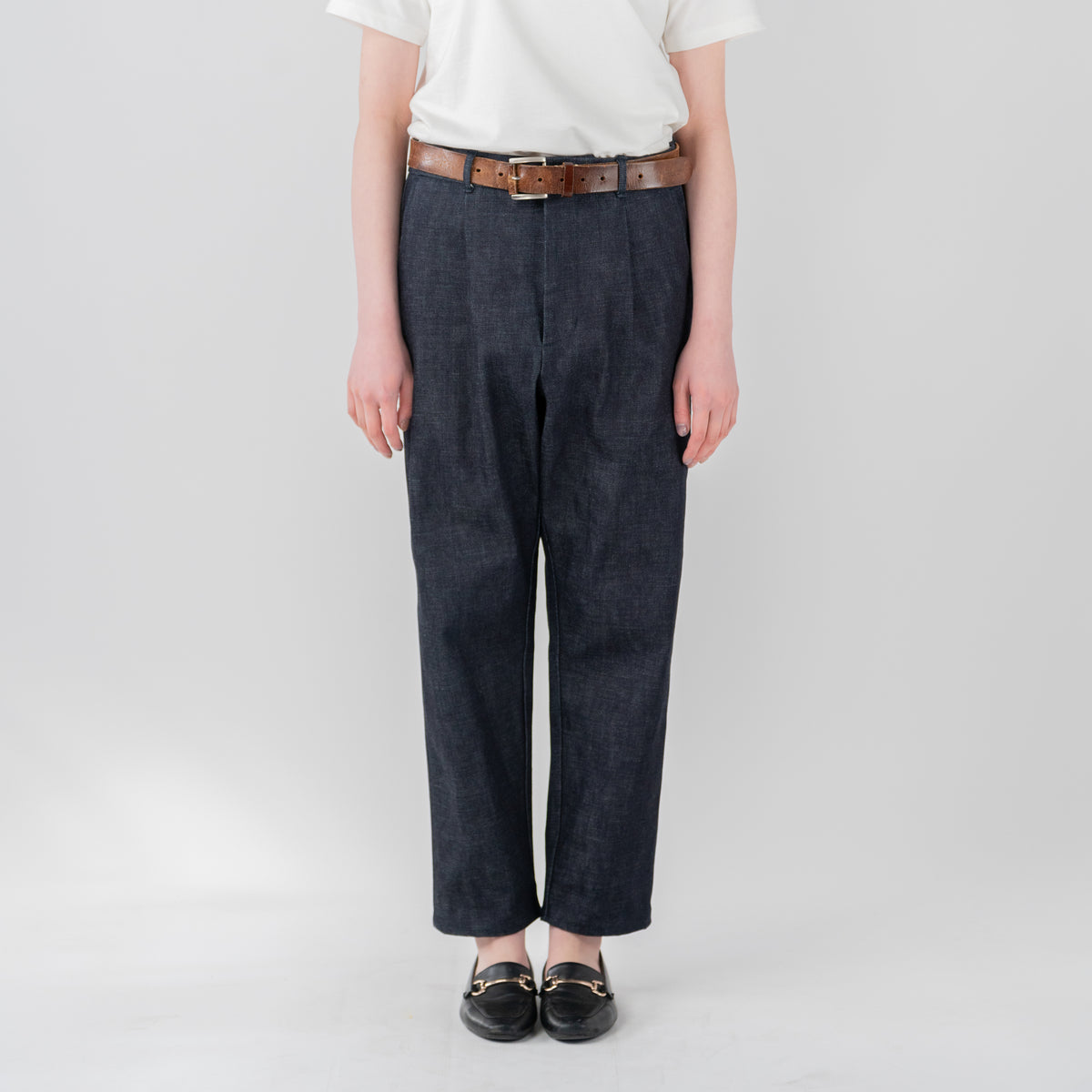 DENIM WIDE TAPERED PANTS