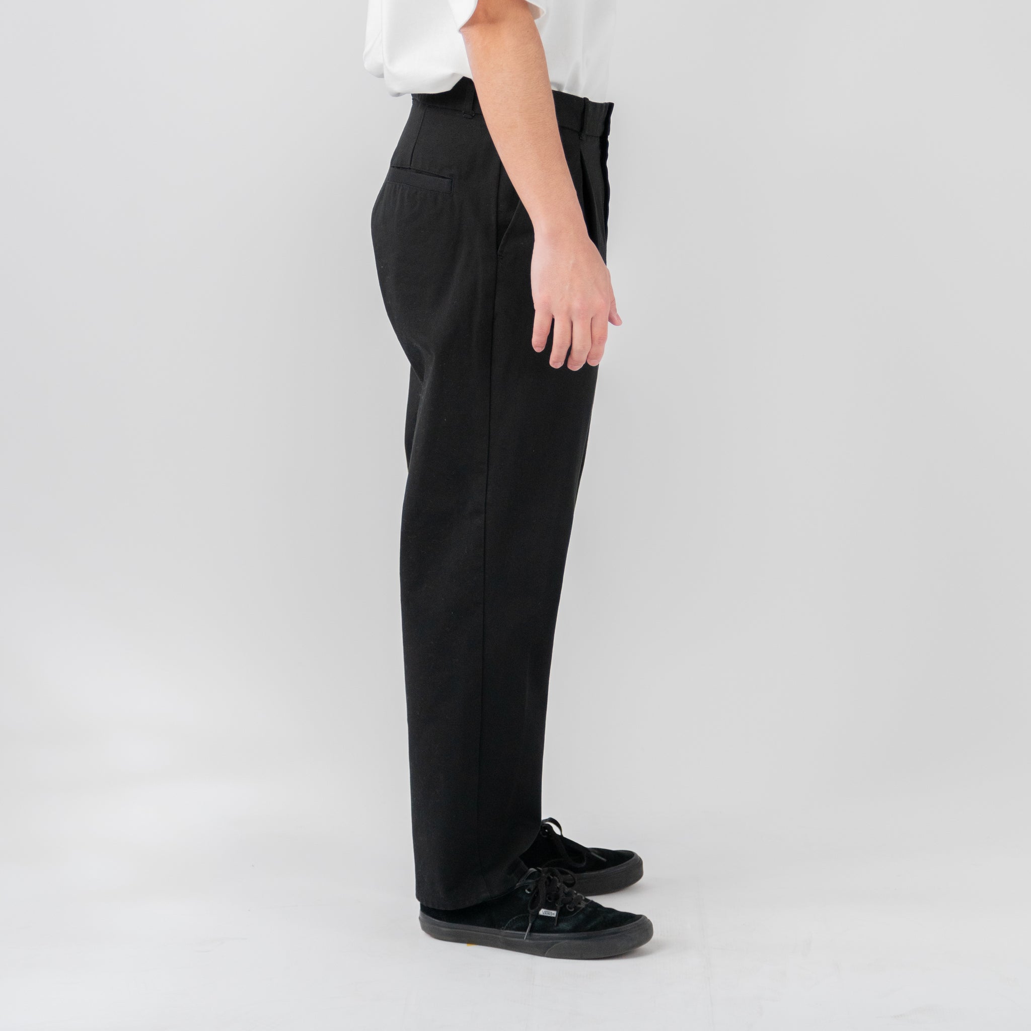 TWILL WIDE TAPERED PANTS